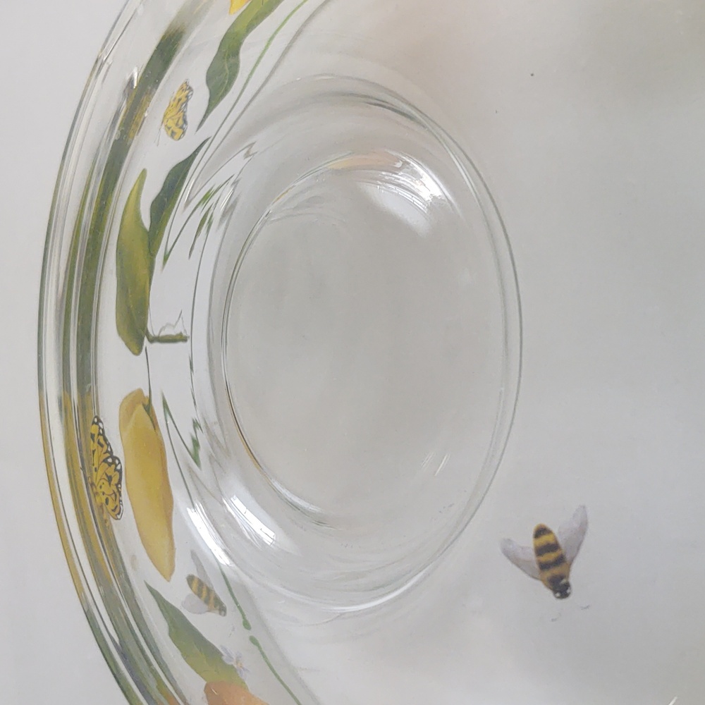 Lynn Chase 11" Hand-Painted Butterfly Fruit Clear Serving Bowl | Vintage - Picture 10 of 14